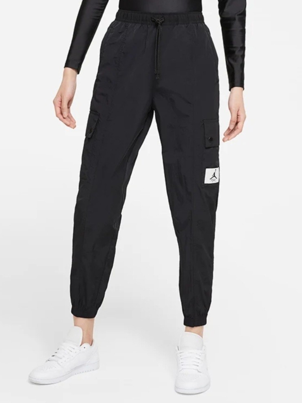 Womans Air Jordan Essentials Woven Black Cargo Jogger Pants Size LARGE